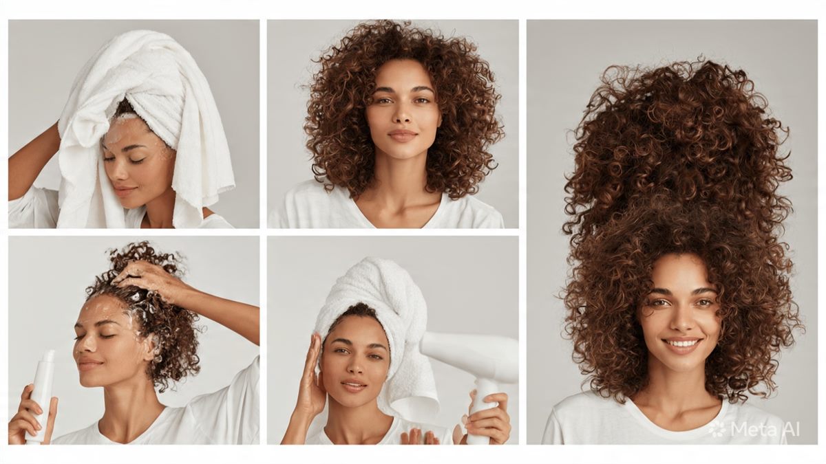 Curl-specific techniques like plopping and diffusing define and protect curls