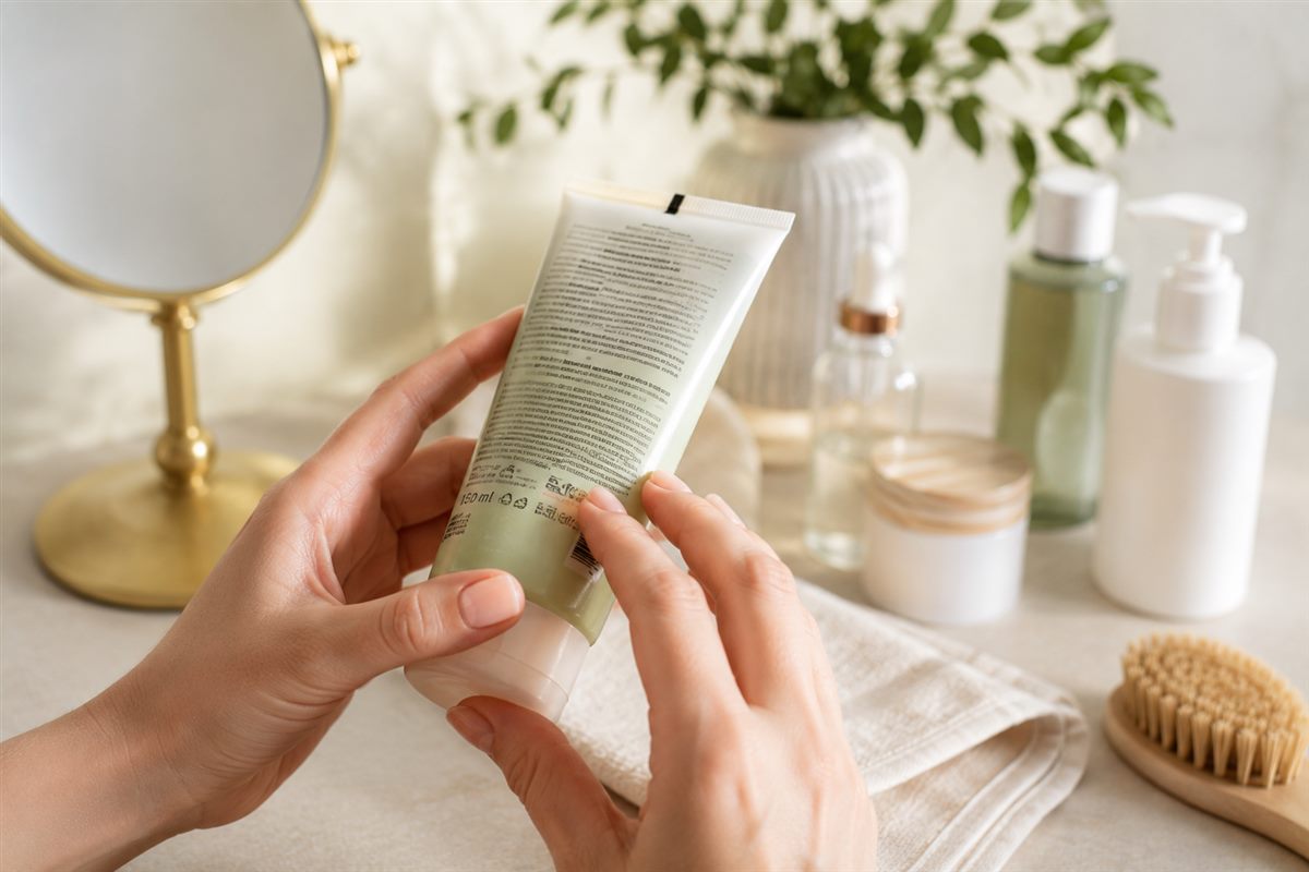 Reading INCI ingredient list to evaluate skincare product quality